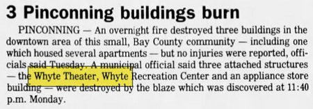 Whyte Theatre - Aug 1988 Fire